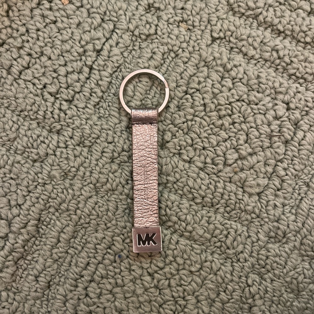 Silver Leather Michael Kors Keychain